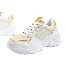 Deportivas blancas con inserciones doradas AB679 blanco dorado Deportivas blancas con inserciones doradas AB679 blanco dorado