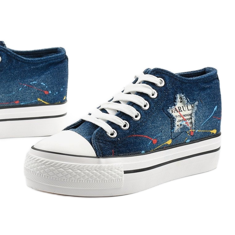 Deportivas azul marino con cuña cordones Mirarenna Deportivas azul marino con cuña cordones Mirarenna