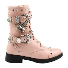 Botines planos rosas con hebillas Feldman rosado