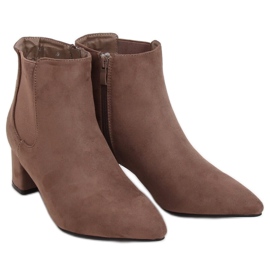 Botas de tacón bajo beige oscuro W27012 Khaki caqui