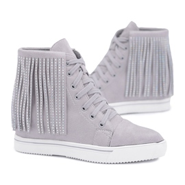 Zapatillas De Mujer Lu Boo Con Flecos Gris Shanika