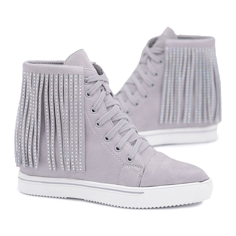 Zapatillas De Mujer Lu Boo Con Flecos Gris Shanika Zapatillas De Mujer Lu Boo Con Flecos Gris Shanika