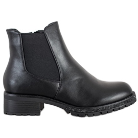 SHELOVET Botines chelsea con cristales negro