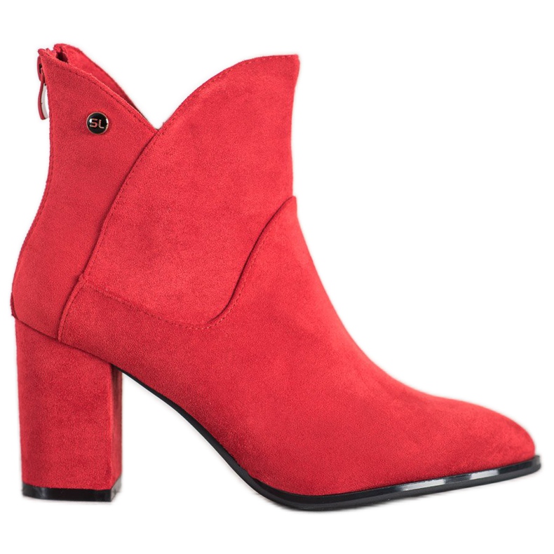 SHELOVET Botas de ante de tacón alto rojo