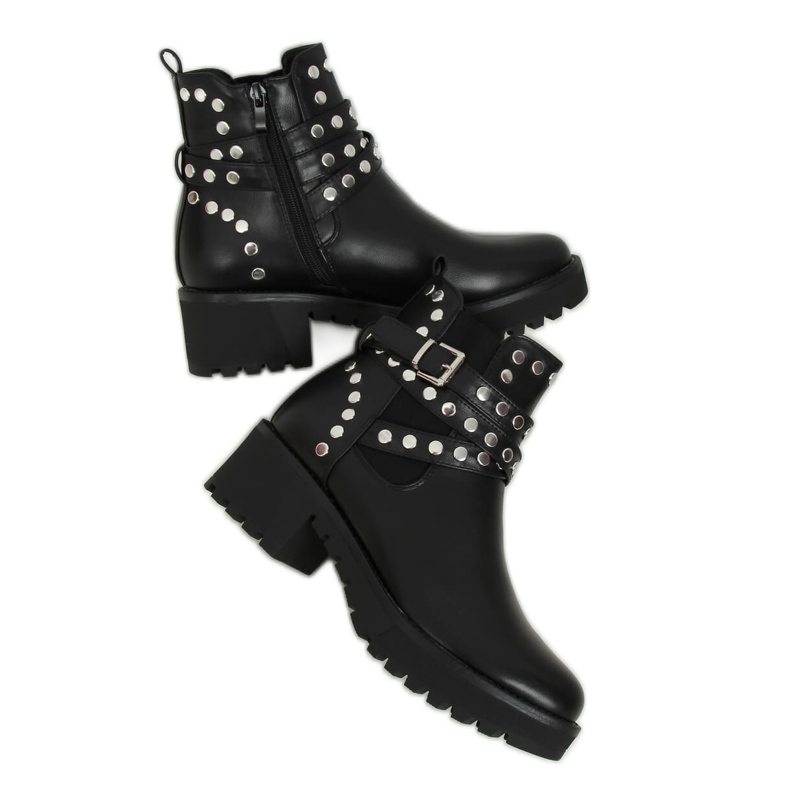 Negro Botas con tachuelas negro NC1081 Negro