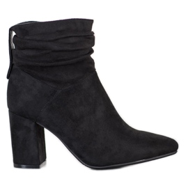SHELOVET Botas de ante de tacón alto negro