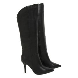 Botas negras con tacón de aguja, negro RB57P Negro