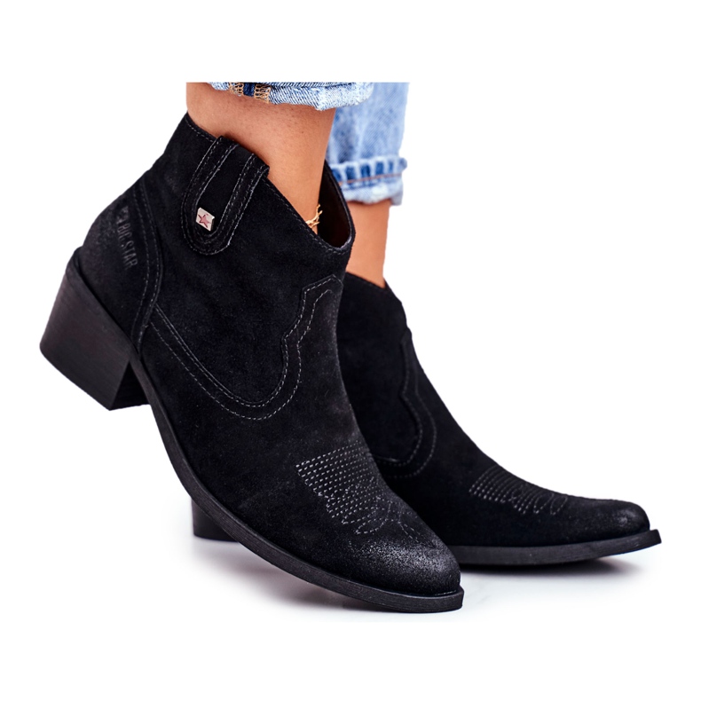 Mujer Botas Con Tacón Cuero Big Star Negro GG274329