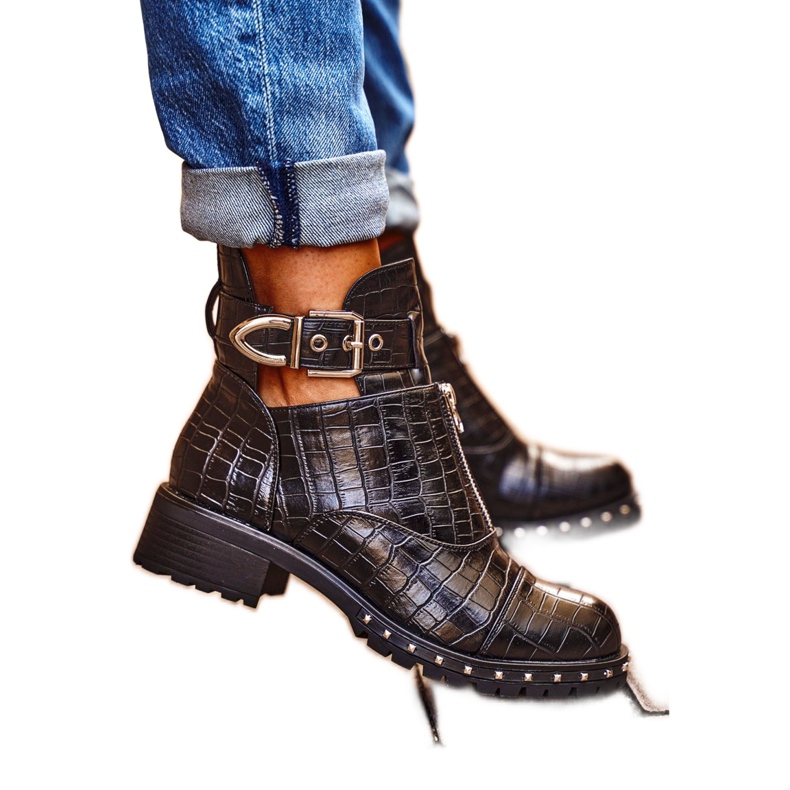 Botas de mujer negras con recortes Black Hampton negro