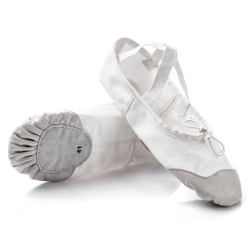Zapatillas de ballet Meteor de algodón y piel 54020 blanco gris Zapatillas de ballet Meteor de algodón y piel 54020 blanco gris