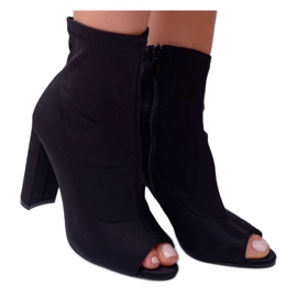SEA Botas De Mujer Con Tacón Alto Lycra Punta Abierta Negro Primero