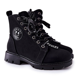 Vinceza Botas para niños Workers Black Mini Aspen negro
