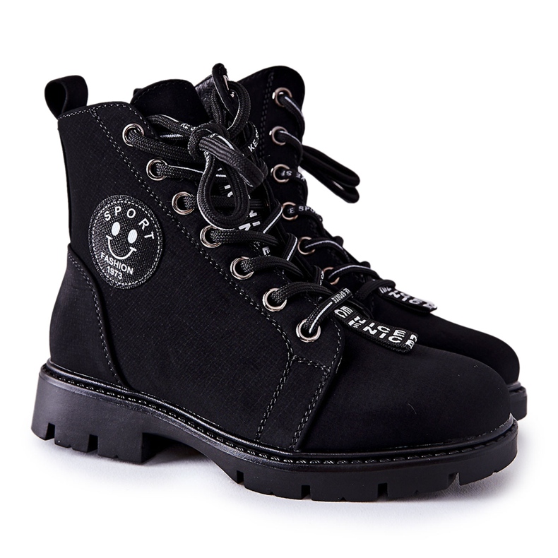 Vinceza Botas para niños Workers Black Mini Aspen negro