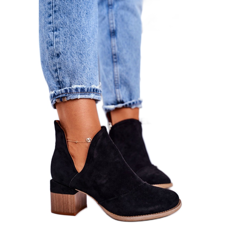 MSMG Botas De Mujer Con Corte De Tacón Negro Mini Meliori