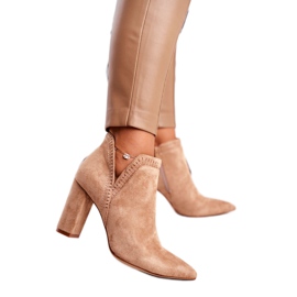 MSMG Botines de mujer con corte de talón caqui Bimmer