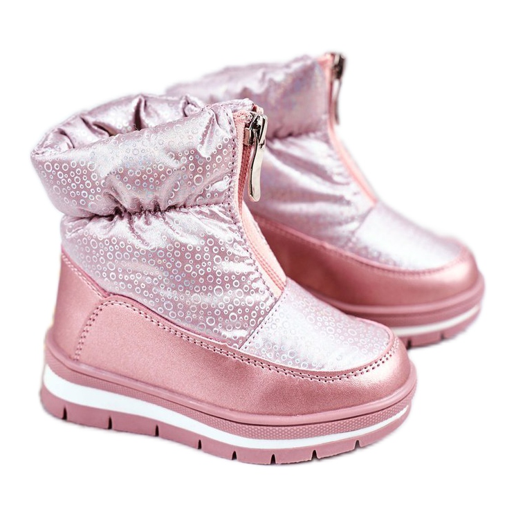 WEESTEP Botas de nieve para niños calentadas con burbujas de lana rosa rosado