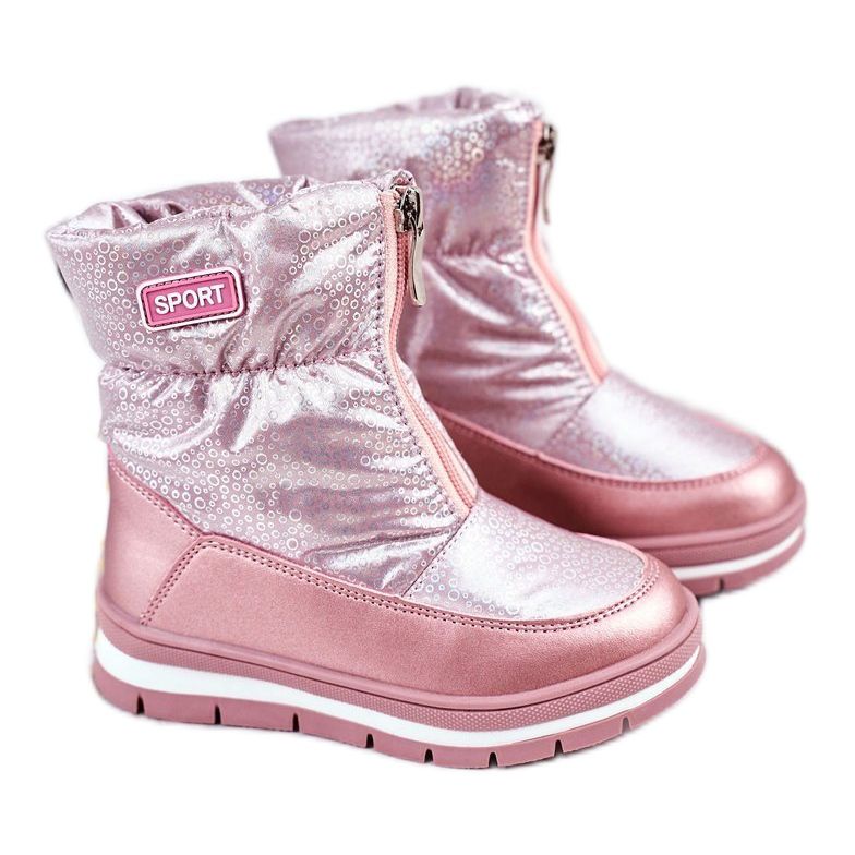 WEESTEP Botas de nieve para niños calentadas con burbujas de lana rosa rosado