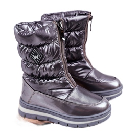 WEESTEP Botas de nieve para niños calentadas con lana gris oscuro Mumm