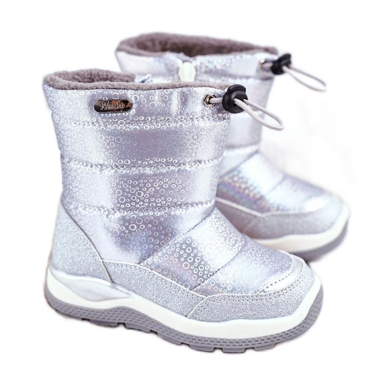 WEESTEP Botas de nieve para niños calentadas con lana Silver Felini plata