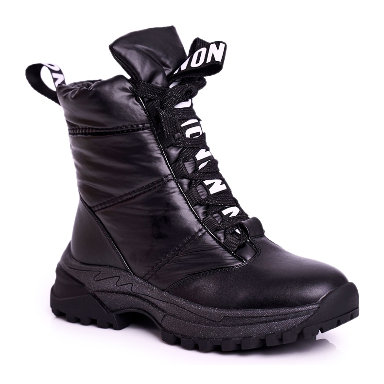Apawwa Botas de nieve para niños con aislamiento de piel Black Grantes negro