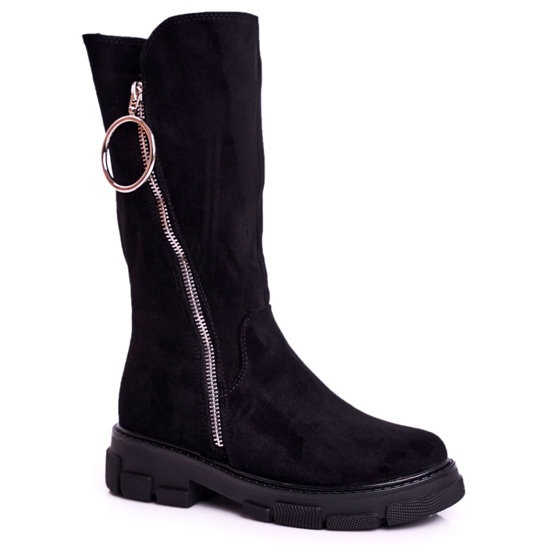 Apawwa Botas altas para niños ante negro calentado Norabel