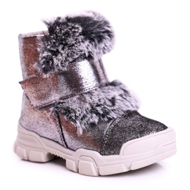 Apawwa Botas de Abrigo Infantil Velcro Piel Gris Husar