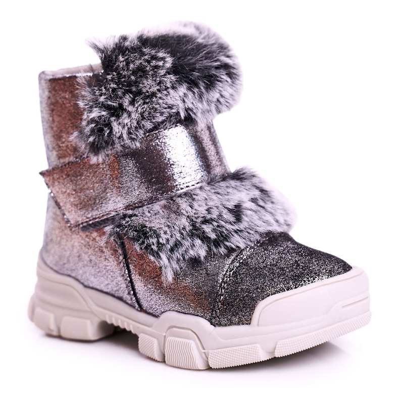 Apawwa Botas de Abrigo Infantil Velcro Piel Gris Husar