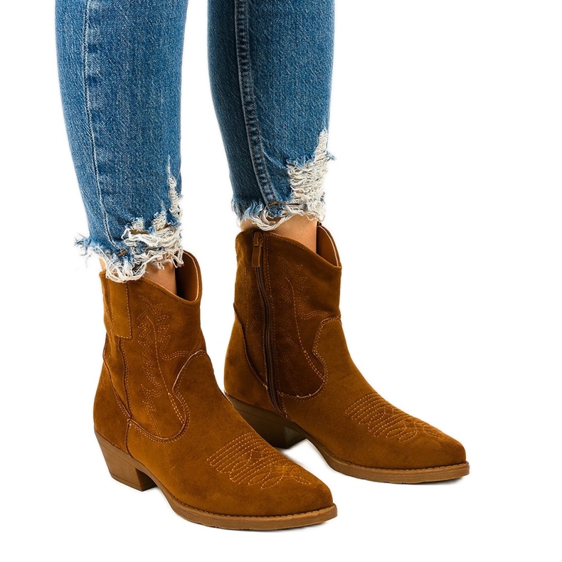 Bota cowboy alta de ante marrón Kainella