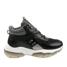 Zapatillas deportivas negras de moda hechas de cuero ecológico Donatella negro gris