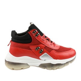 Zapatillas deportivas rojas de moda hechas de cuero ecológico Donatella negro rojo