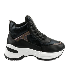 Zapatillas Daera de cuero ecológico, negras y modernas negro