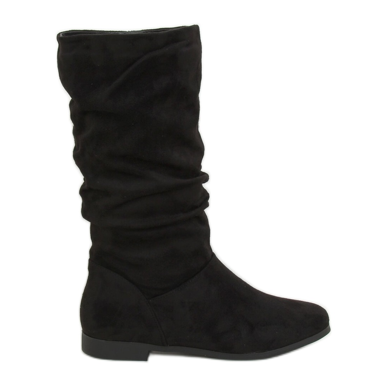 Botas negras para mujer tacones planos J19-92 Negro Botas negras para mujer tacones planos J19-92 Negro