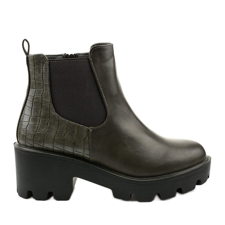 Botas planas grises en cuero ecológico Establecido