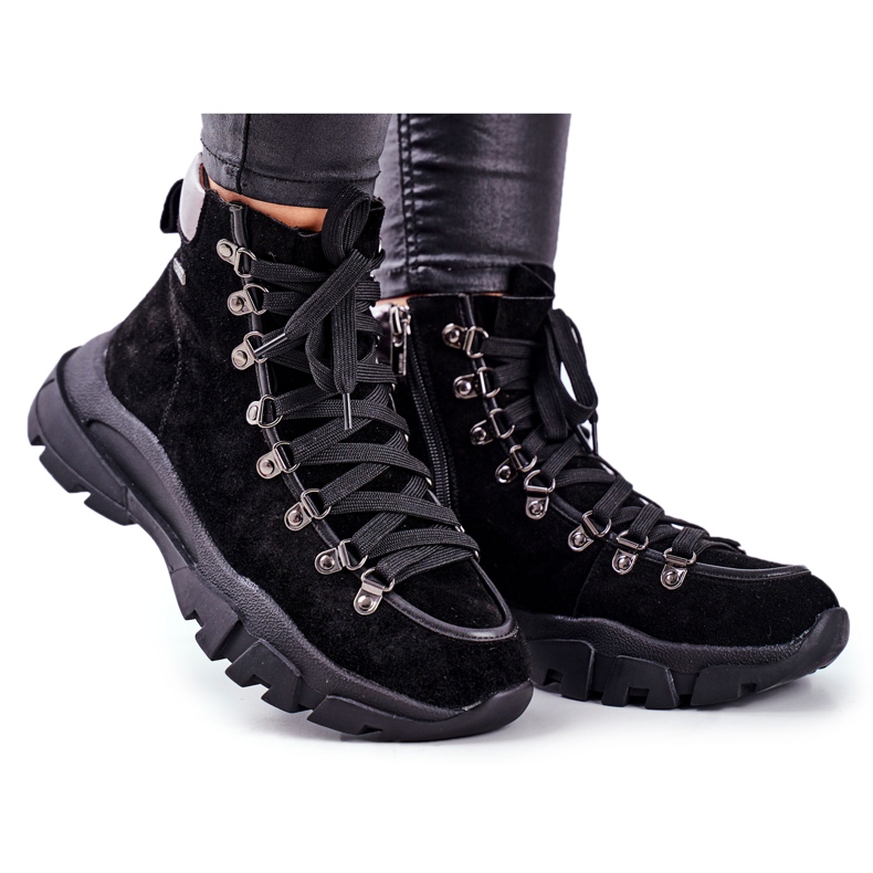Zapatos Trekking Mujer Trappers Leather Suede Big Star GG274893 negro