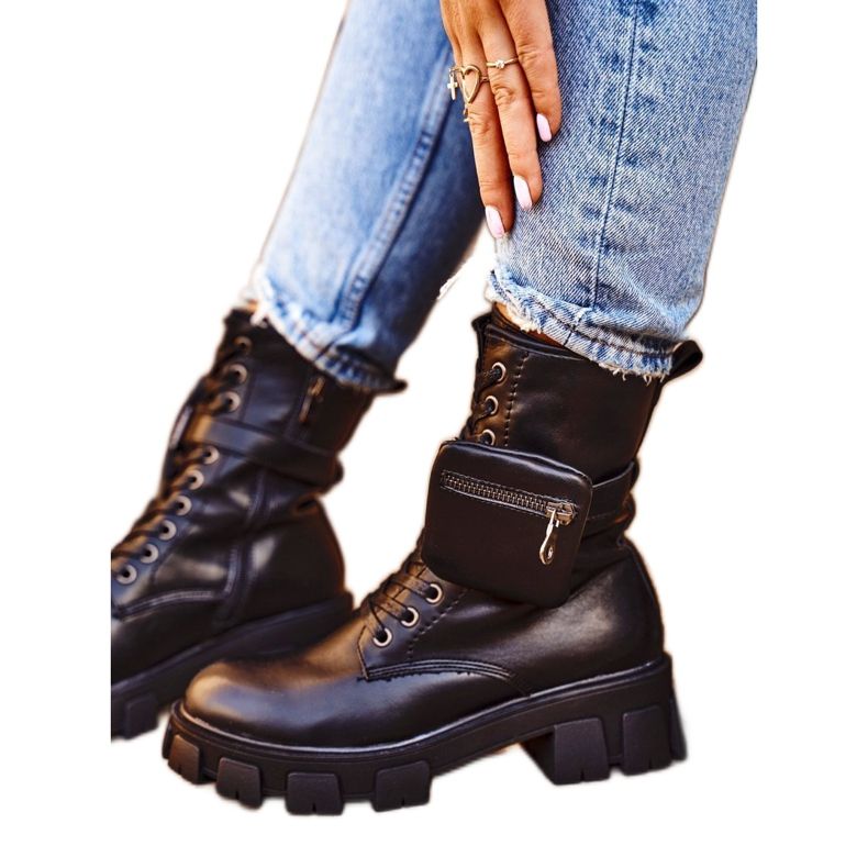 S.Barski Botas de mujer en la plataforma Black Warmed Verdem negro