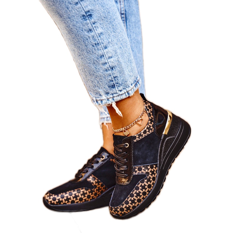 S.Barski Calzado Deportivo Mujer Deportivas Cuero Negro Metronus beige dorado