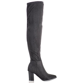 Botas altas con tacón VINCEZA decorativo negro