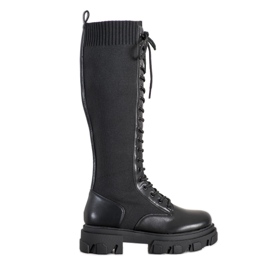 Seastar Botas altas de trabajadores en la plataforma negro