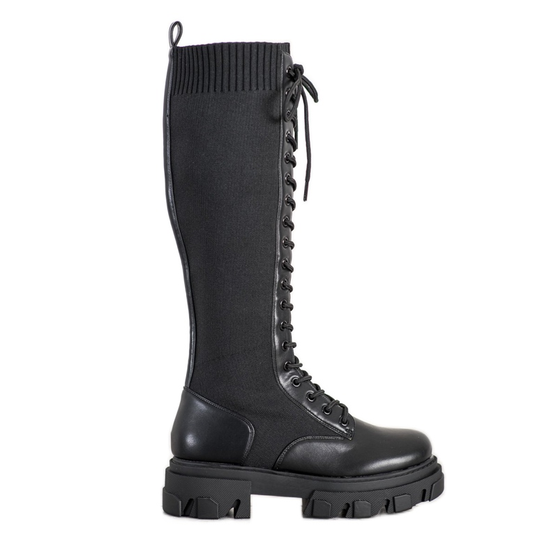 Seastar Botas altas de trabajadores en la plataforma negro Seastar Botas altas de trabajadores en la plataforma negro