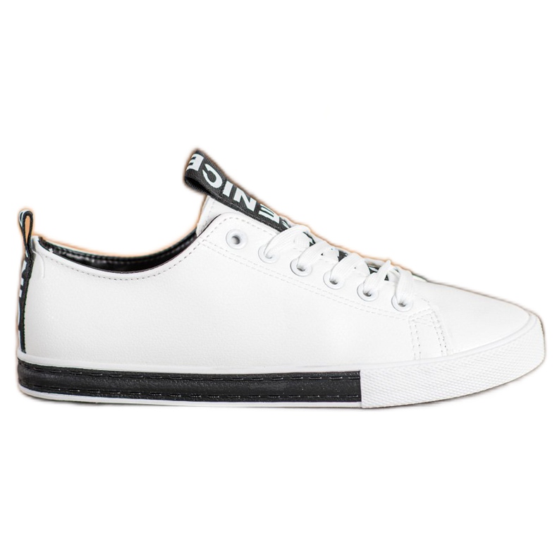 SHELOVET Zapatillas de cuero ecológico blanco negro