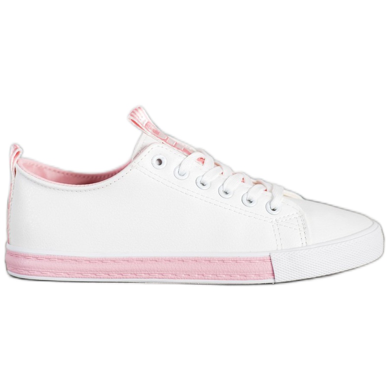 SHELOVET Zapatillas de cuero ecológico blanco rosado