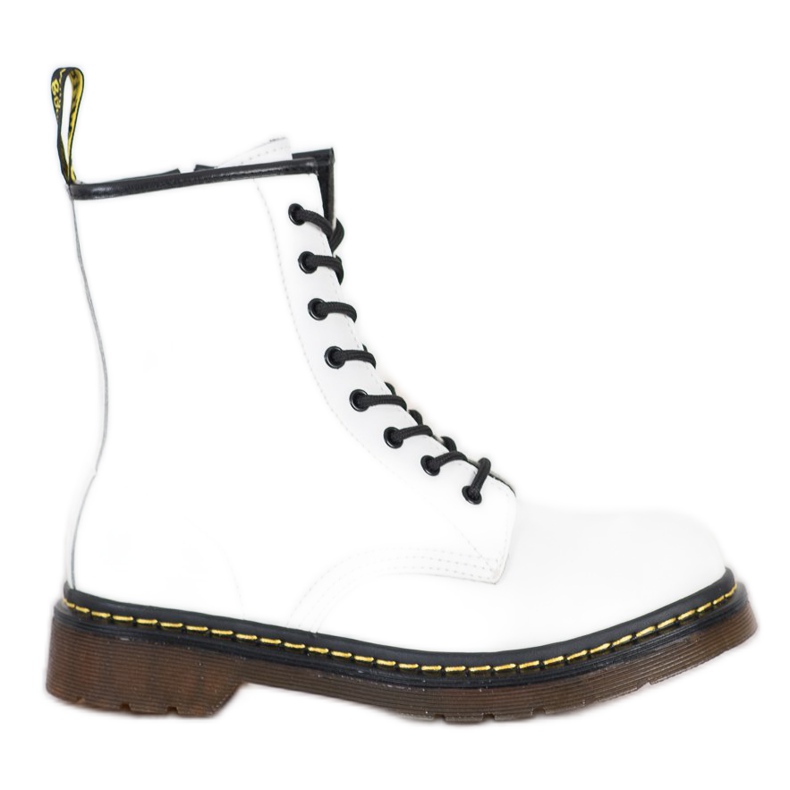 Botas de combate de cuero con cremallera MCKEY blanco negro