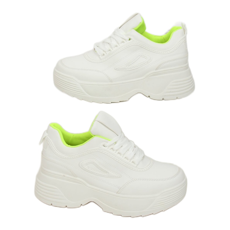 Blanco LA78P Zapatillas deportivas amarillas suela alta