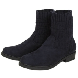 Botas con parte superior de suéter E2100 Azul marino