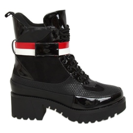 Botas de mujer negras con cordones NS086 Black blanco negro rojo