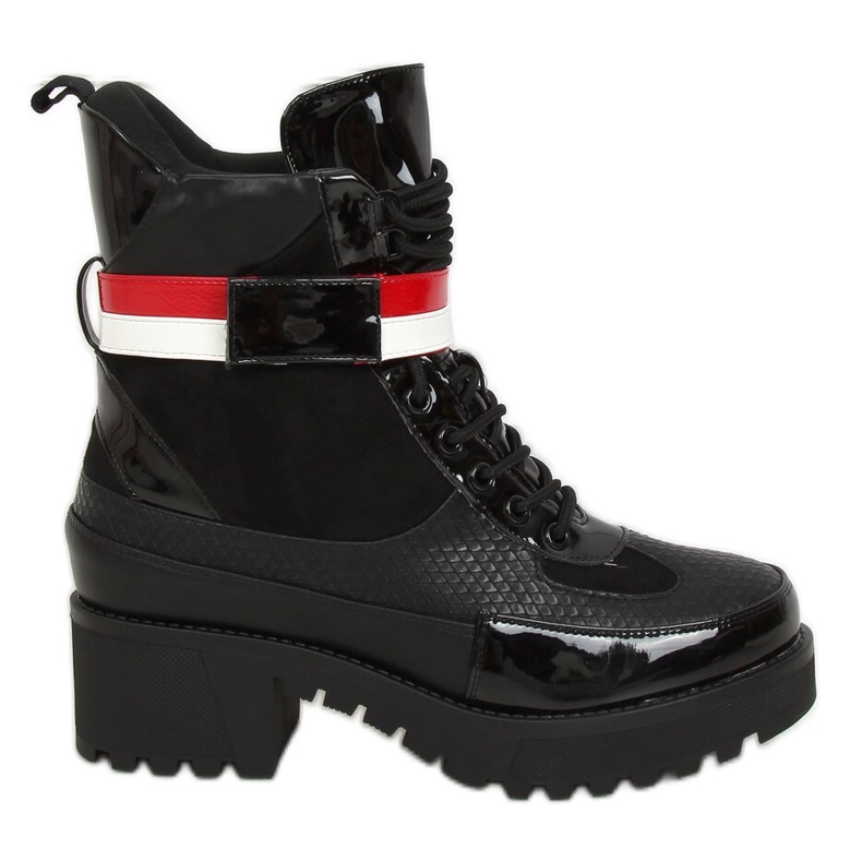 Botas de mujer negras con cordones NS086 Black blanco negro rojo Botas de mujer negras con cordones NS086 Black blanco negro rojo