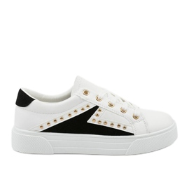 Zapatillas clásicas blancas con pedrería A88-69 blanco negro