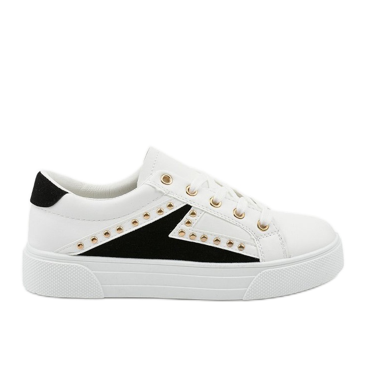 Zapatillas clásicas blancas con pedrería A88-69 blanco negro
