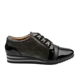 Zapatillas de deporte negras con cuña de moda 15S8621 negro