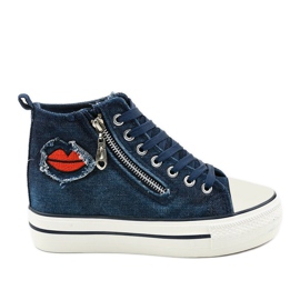 Zapatillas de cuña con cordones en azul marino de Dane